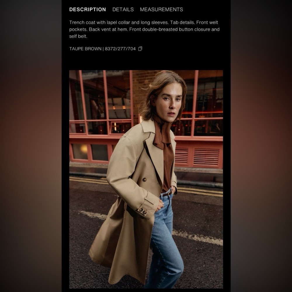 Zara Beige Trench Coat with Brown Sweater Accent - Picture 3 of 8